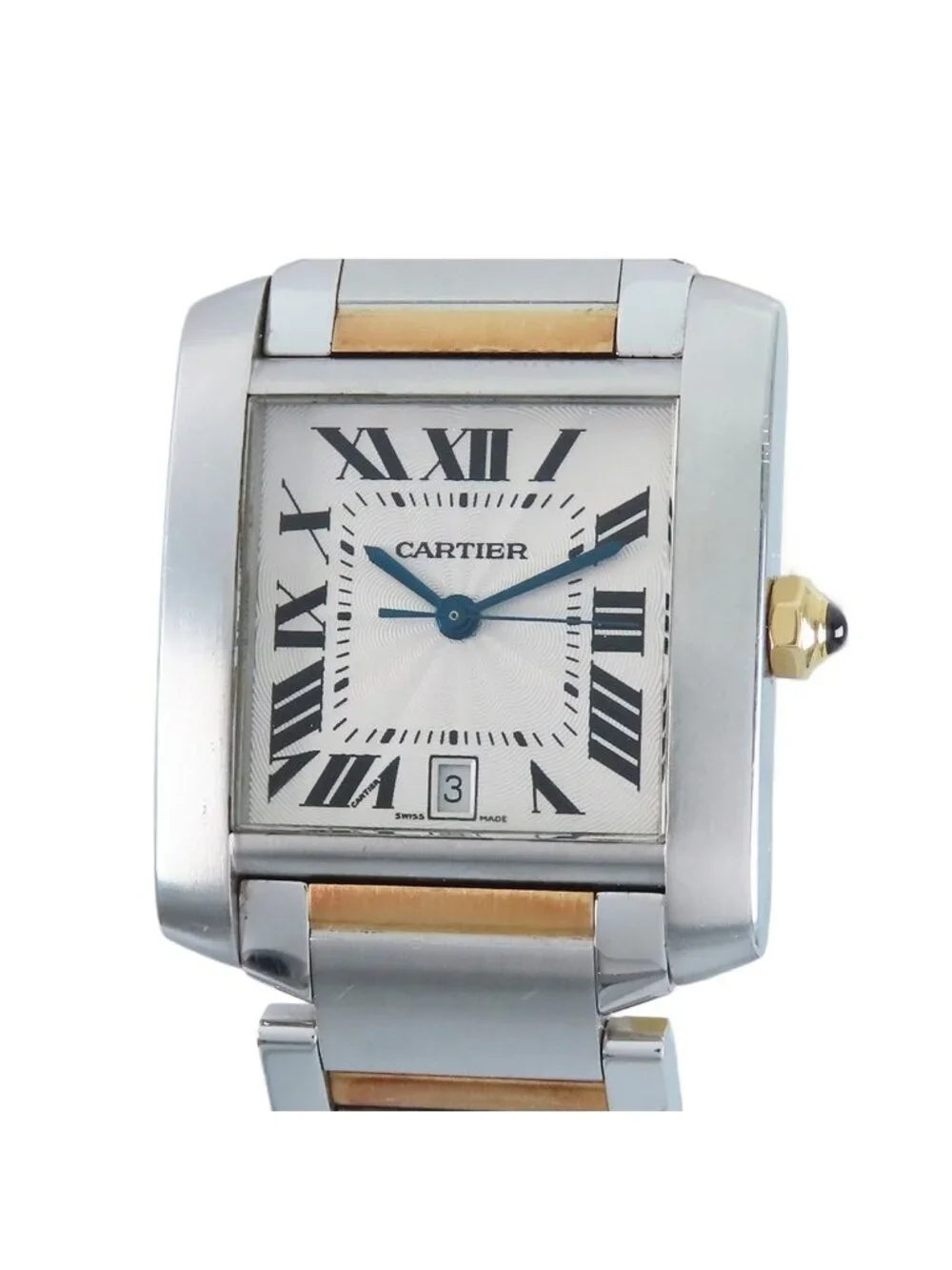 Cartier Tank Francaise LM Silver SS YG Date Watch Automatic